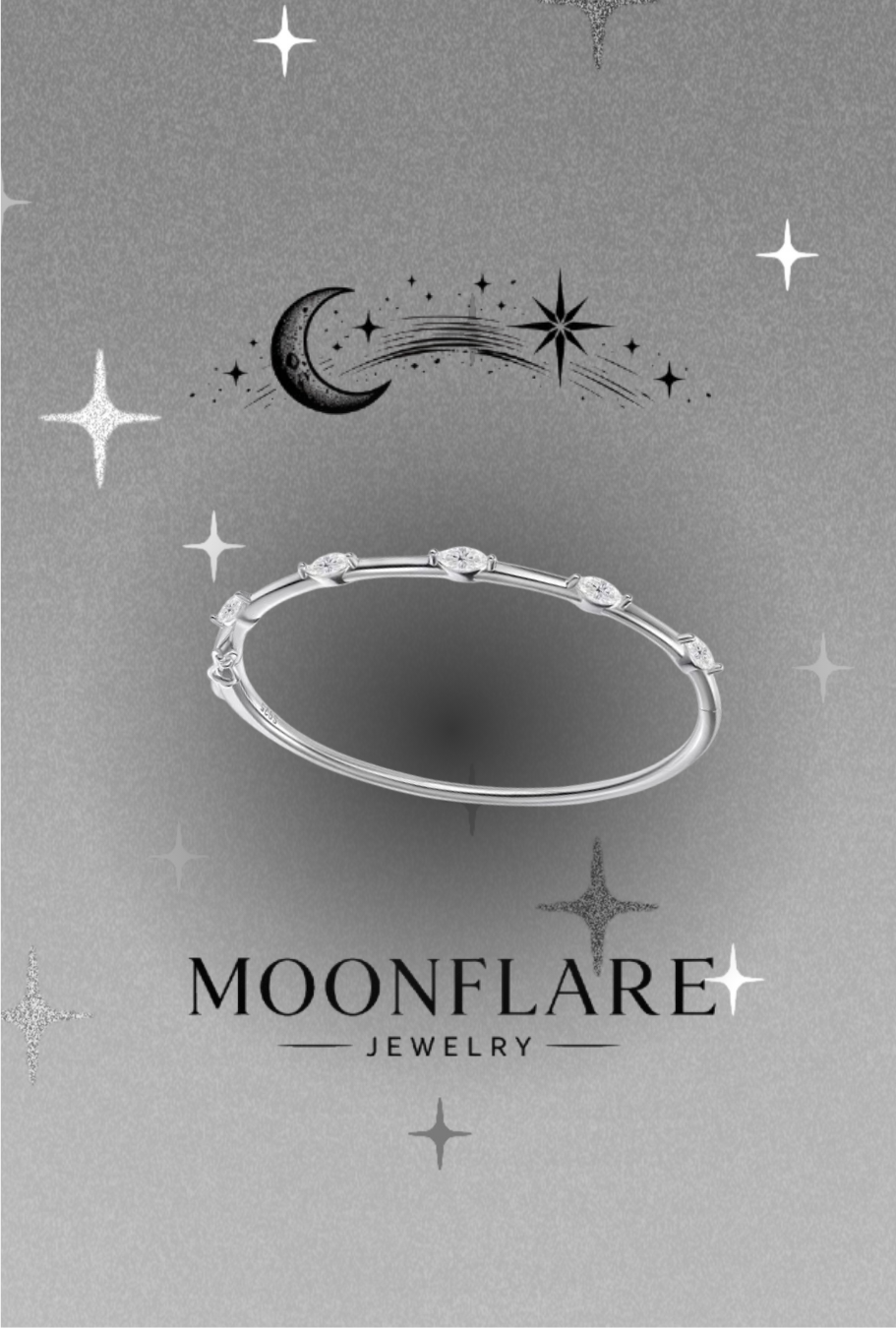 Marquise 3x6mm Moonflare 5-Stone Bangle - 009
