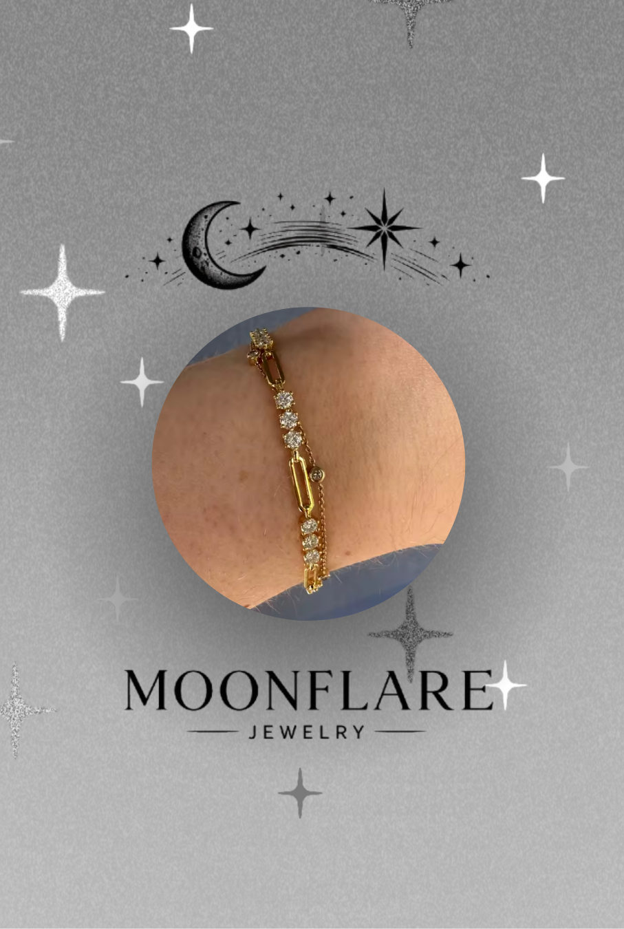 Round 3mm Moonflare Tennis Bracelet - 008