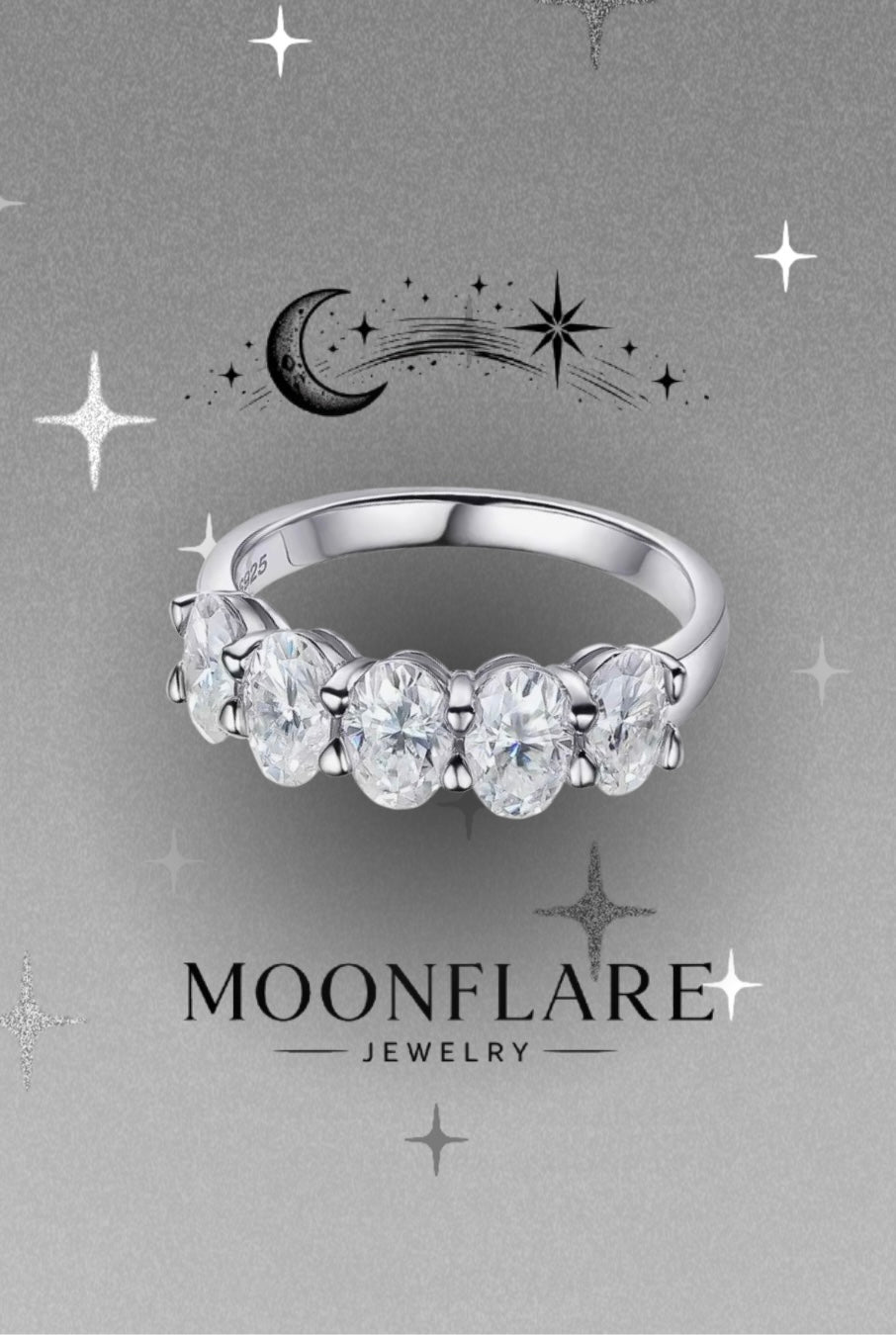 The Oval 5 Stone Moonlight Eternity Band - 006