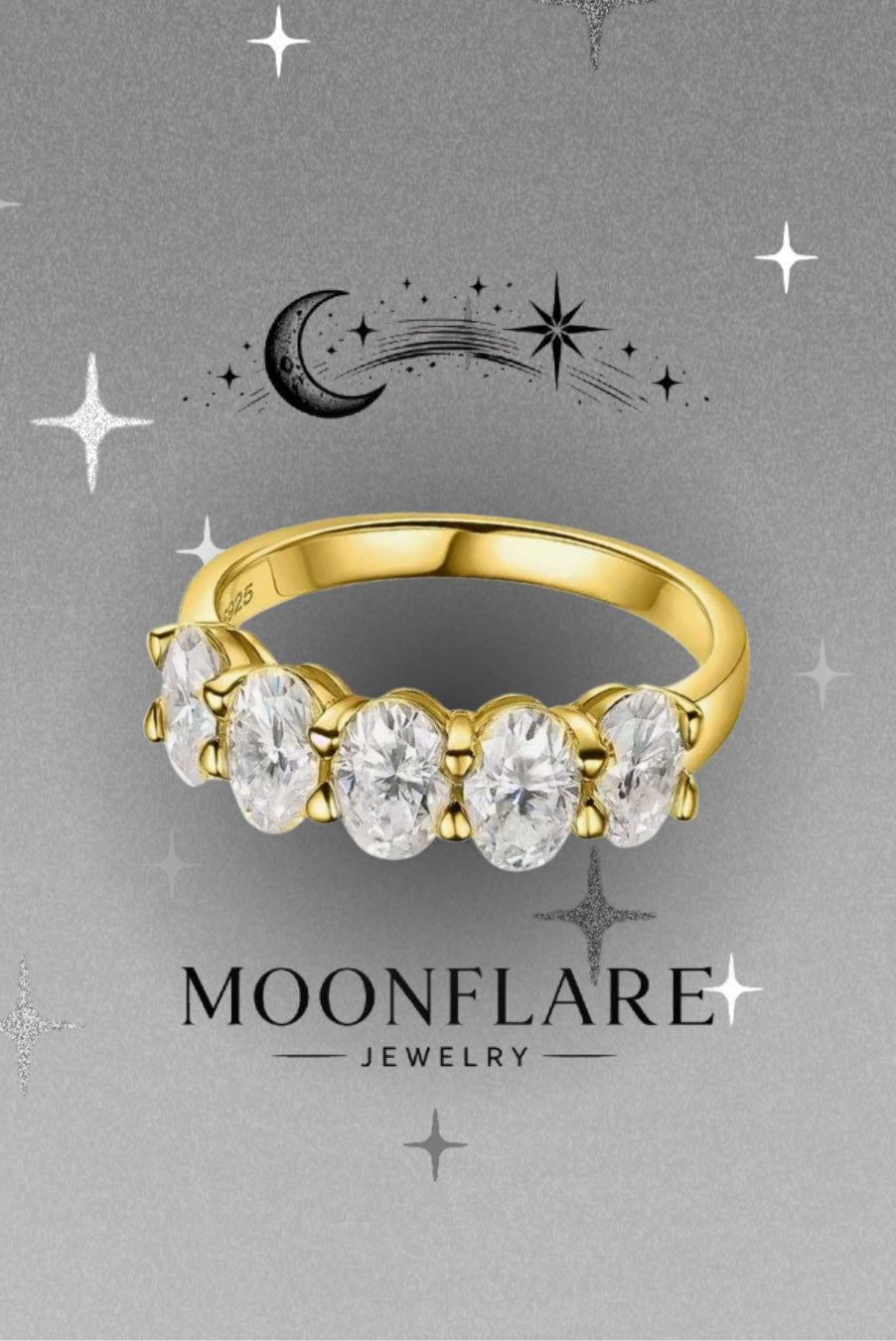 The Oval 5 Stone Moonlight Eternity Band - 006
