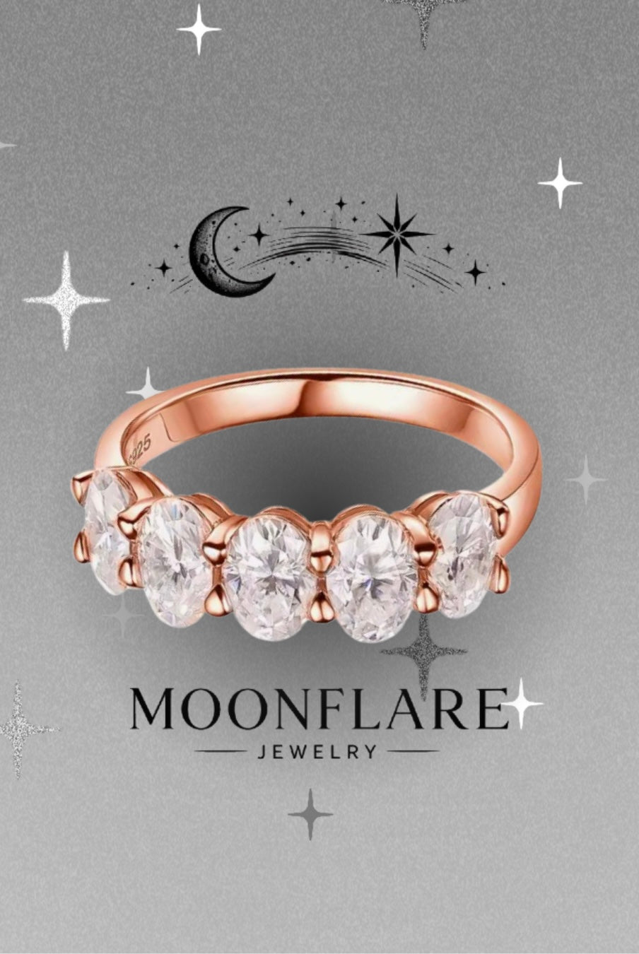The Oval 5 Stone Moonlight Eternity Band - 006