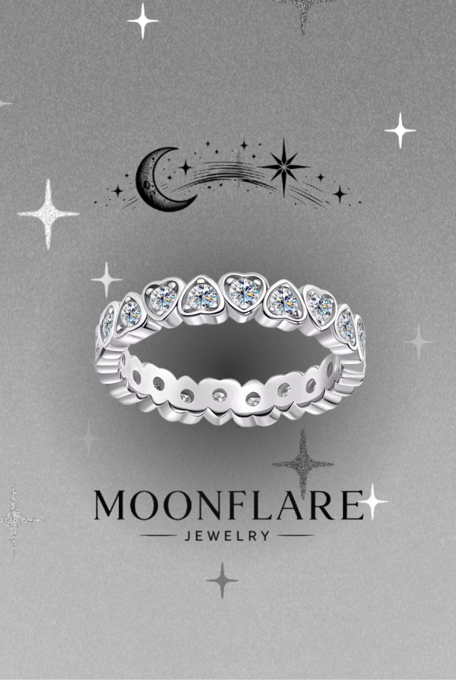 Heart 2.5mm Moonflare Stacking Eternity Band - 016