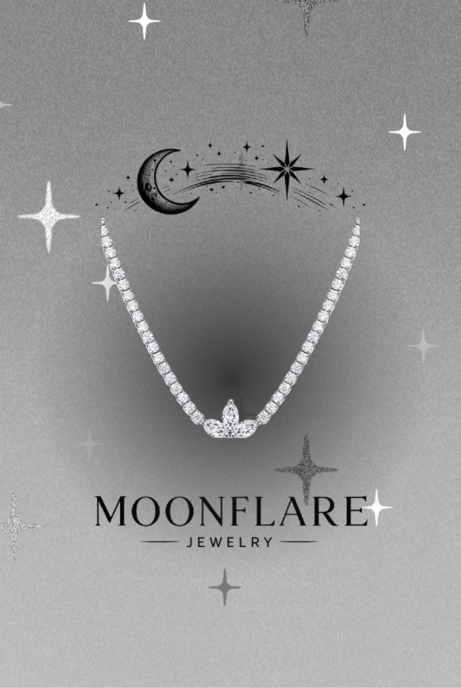 Lotus Marquise 2mm Moonflare Tennis Choker 16 inch - 028