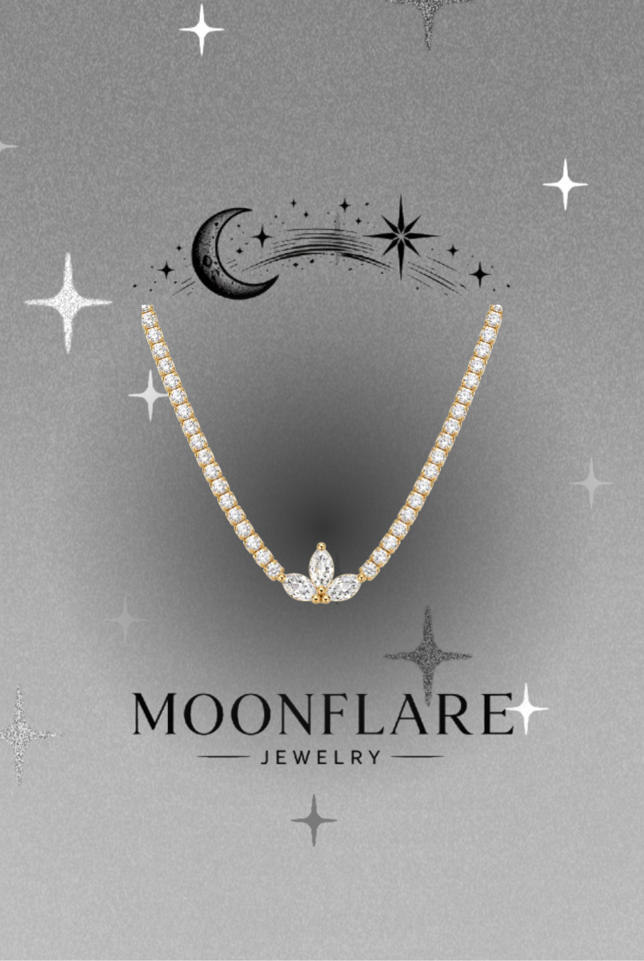 Lotus Marquise 2mm Moonflare Tennis Choker 16 inch - 028