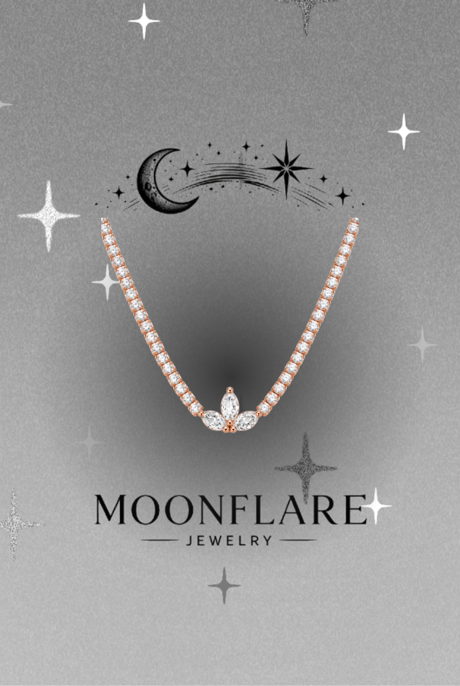 Lotus Marquise 2mm Moonflare Tennis Choker 16 inch - 028
