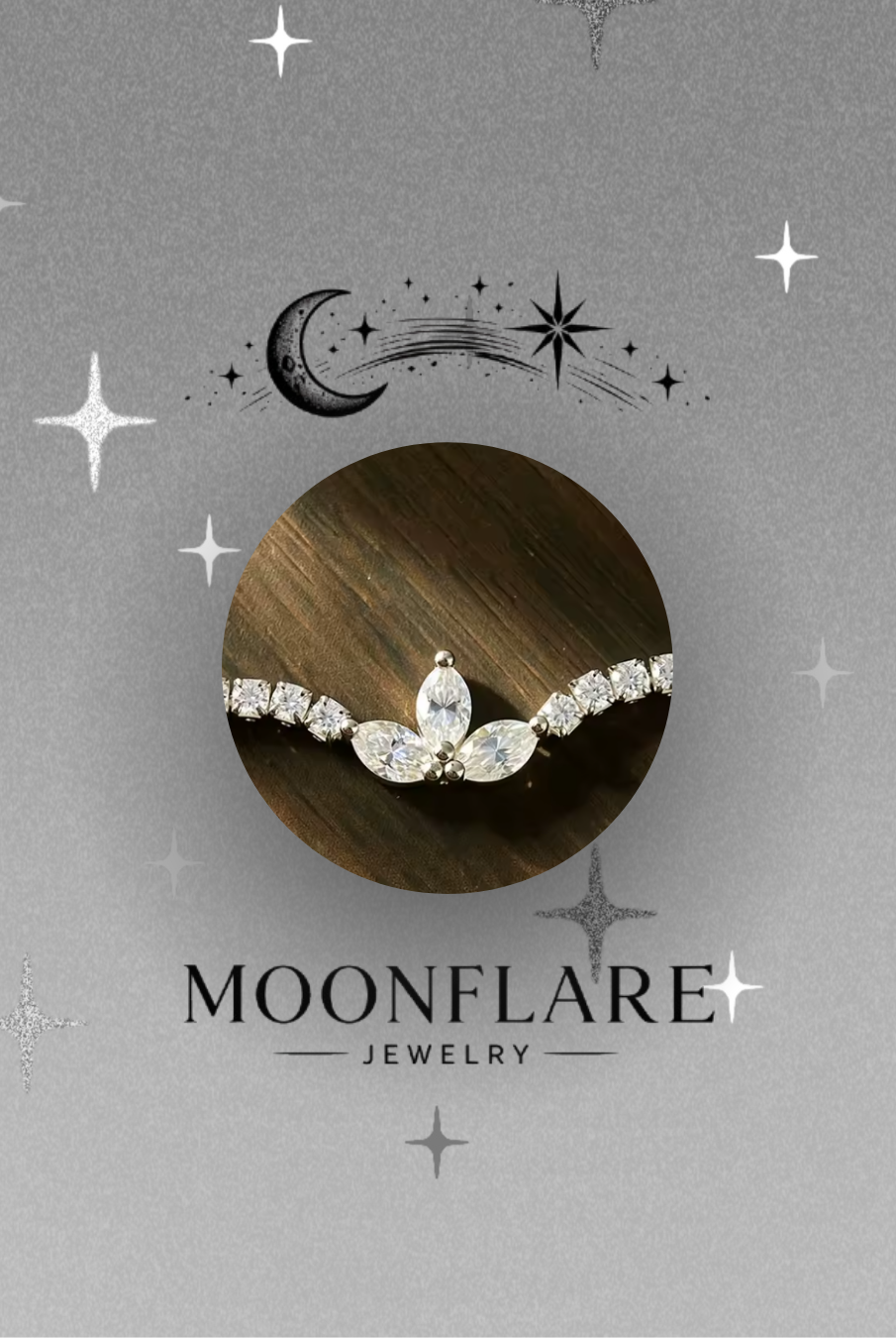 Lotus Marquise 2mm Moonflare Tennis Choker 16 inch - 028