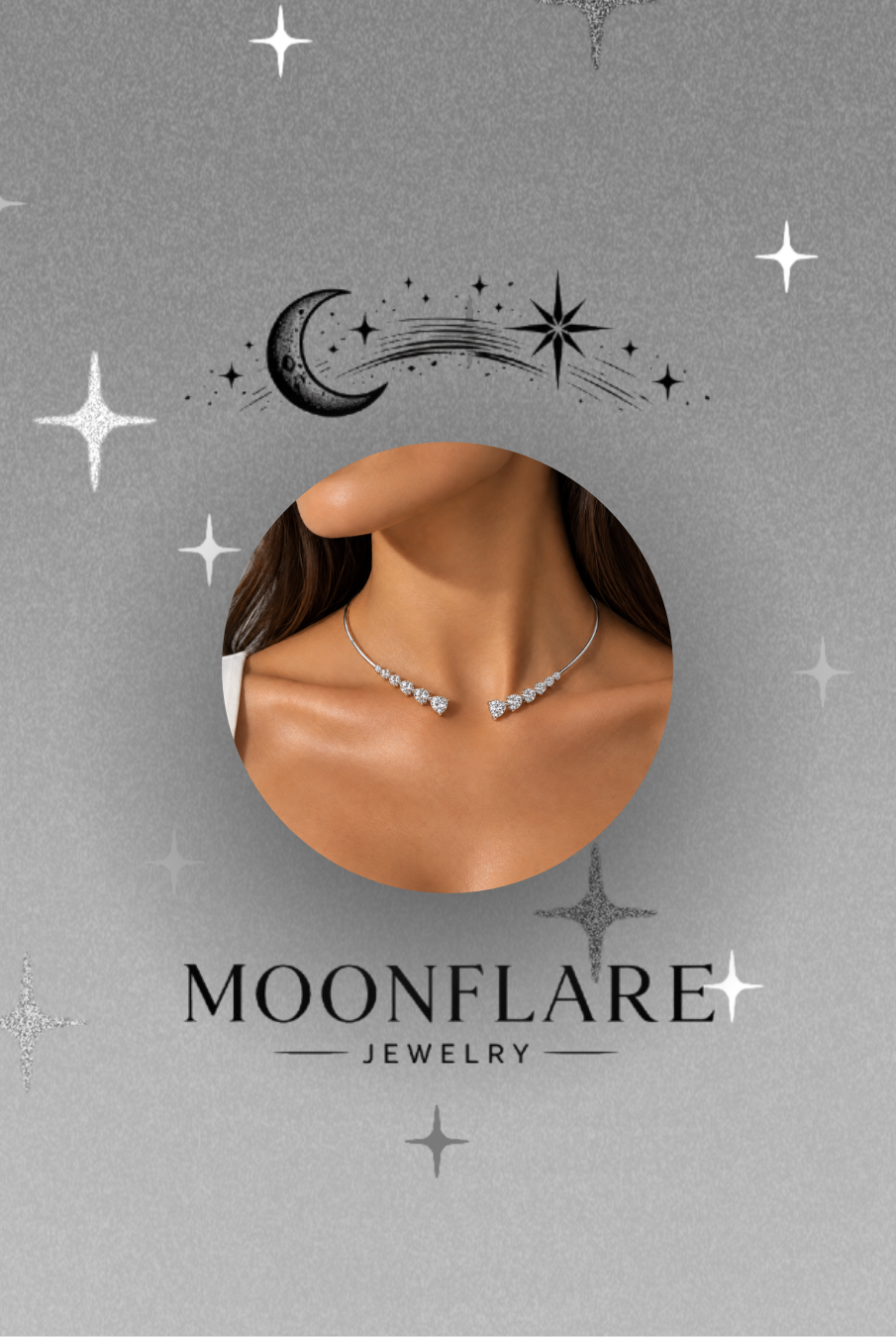 Round 3.8ct Moonflare Open Collar Choker - 031