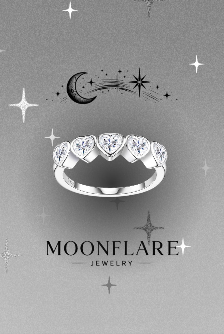 Heart 4x4mm Moonflare Eternity Band - 013