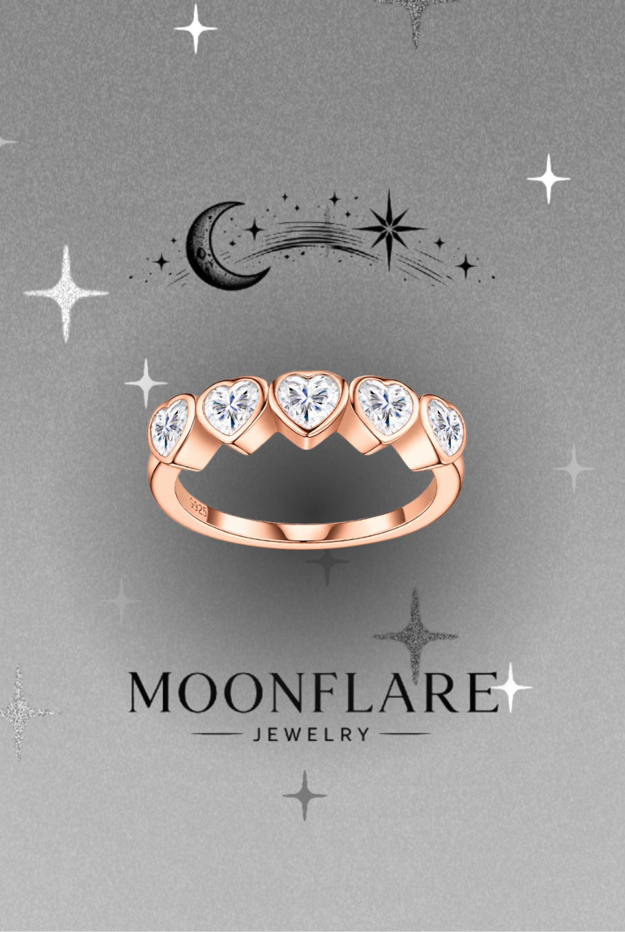 Heart 4x4mm Moonflare Eternity Band - 013