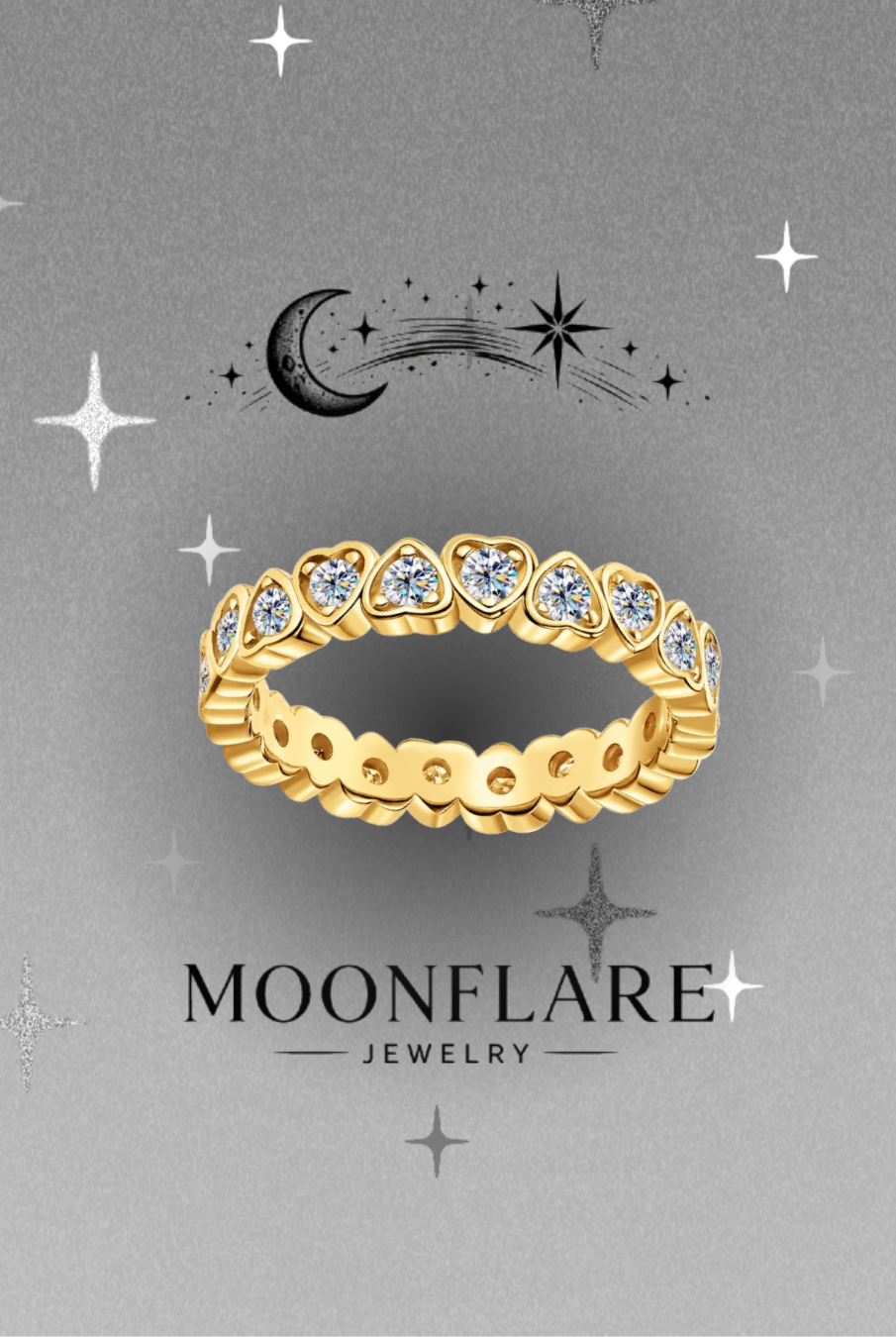 Heart 2.5mm Moonflare Stacking Eternity Band - 016
