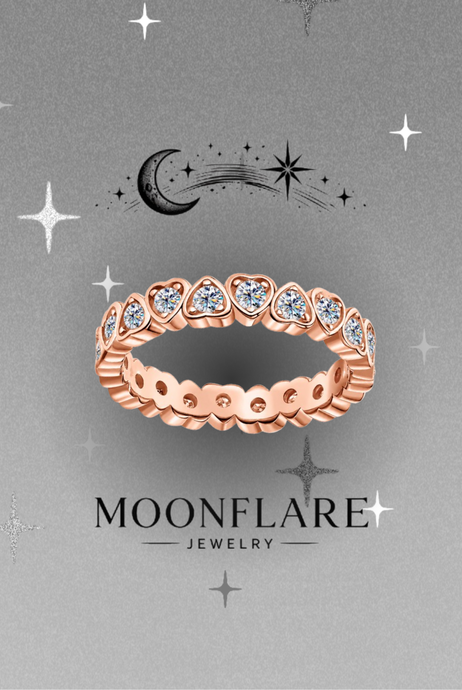Heart 2.5mm Moonflare Stacking Eternity Band - 016
