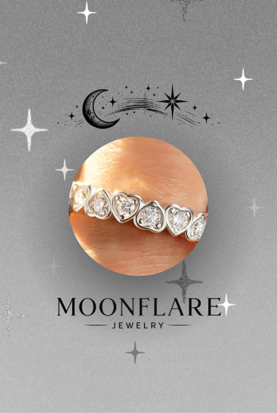 Heart 2.5mm Moonflare Stacking Eternity Band - 016