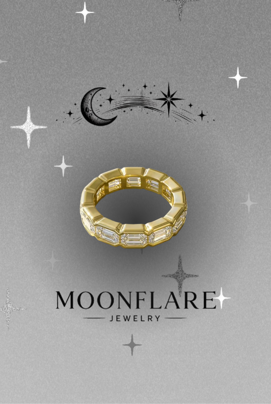Emerald 3x5mm Moonflare Eternity Band - 019