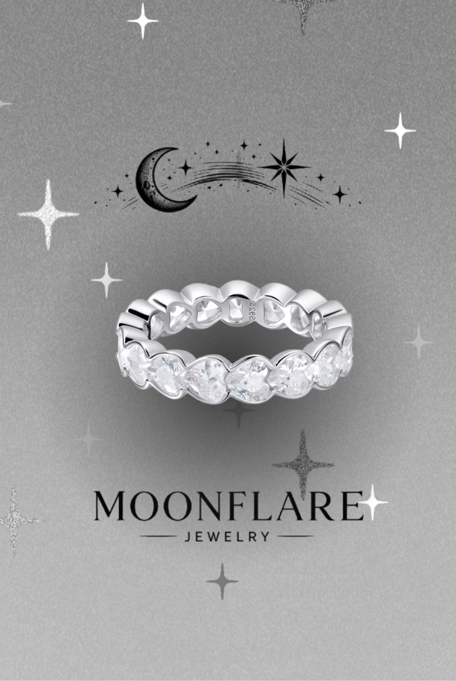 Heart 4mm Moonflare Eternity Band - 022