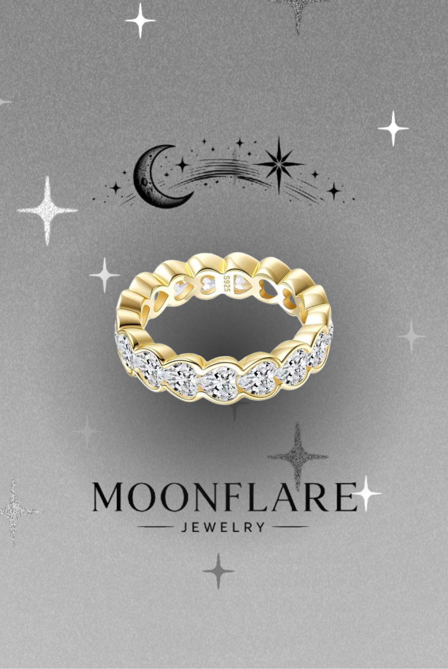 Heart 4mm Moonflare Eternity Band - 022