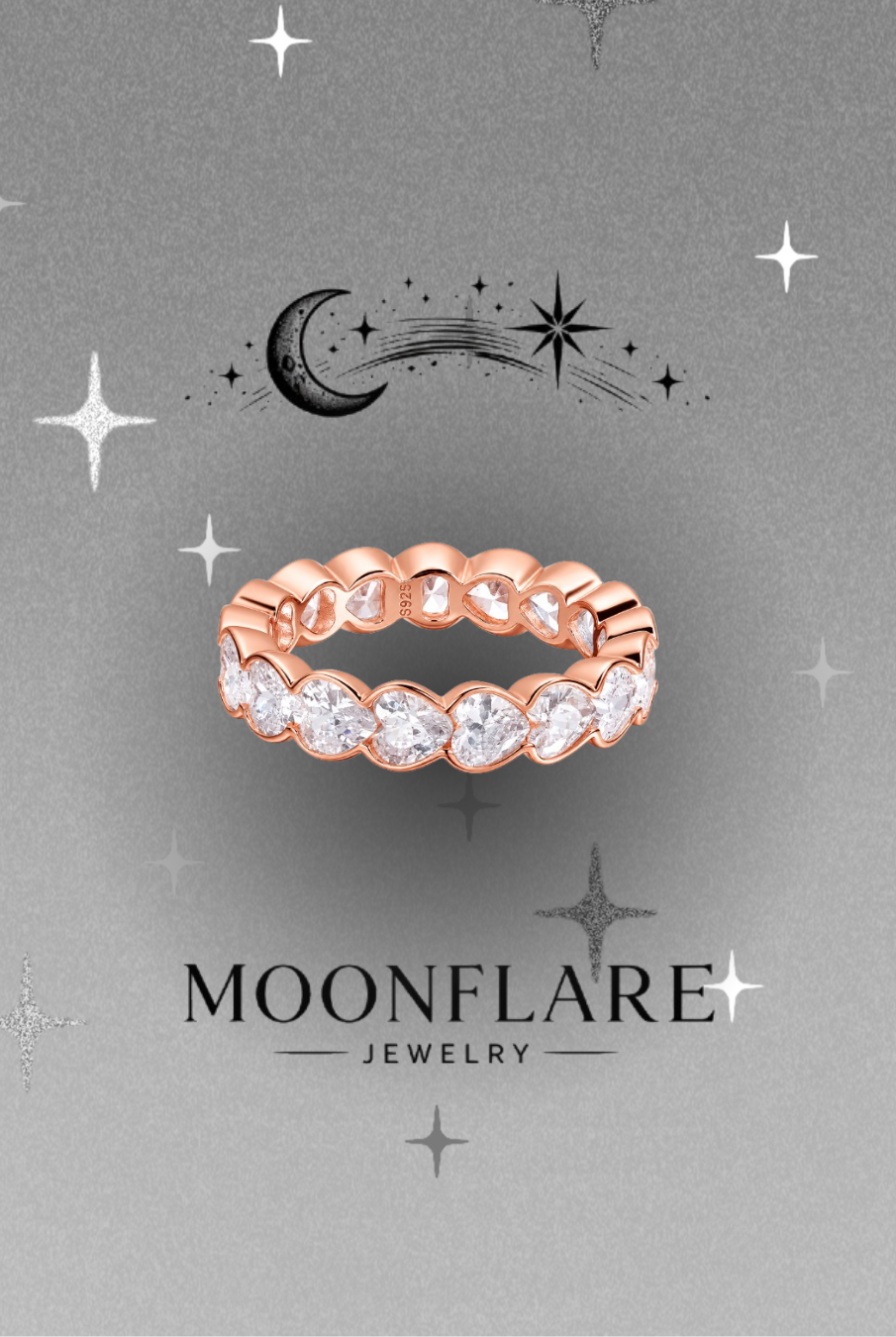 Heart 4mm Moonflare Eternity Band - 022