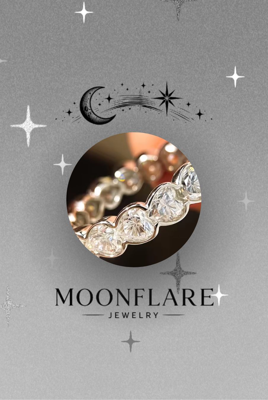 Heart 4mm Moonflare Eternity Band - 022
