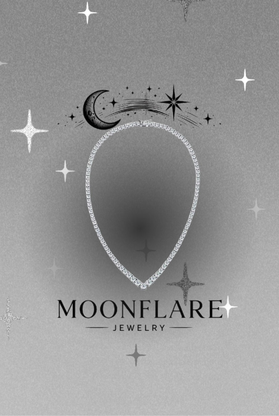 V-Shape Moonflare Moissanite Tennis Necklace - 024