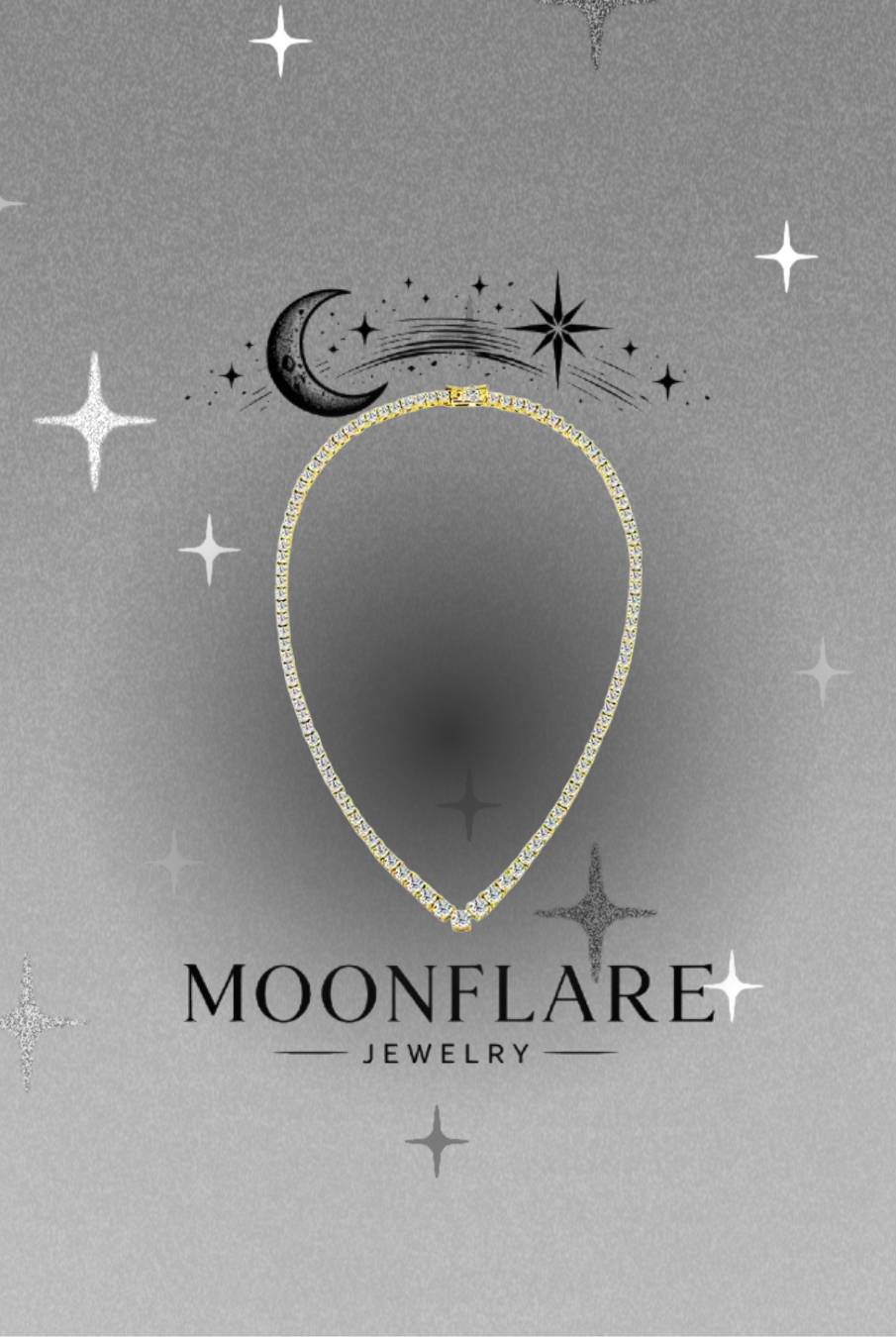 V-Shape Moonflare Moissanite Tennis Necklace - 024