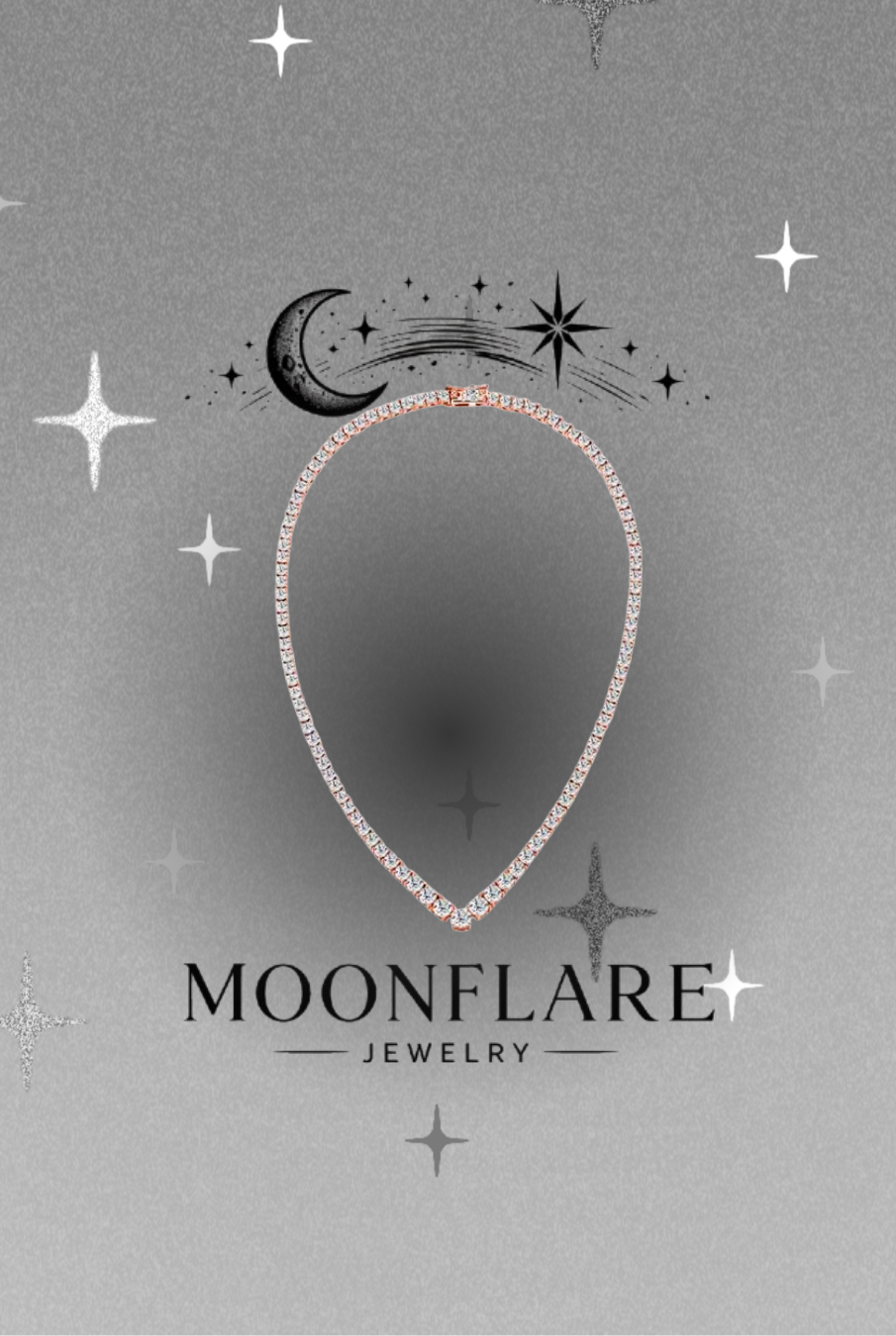 V-Shape Moonflare Moissanite Tennis Necklace - 024