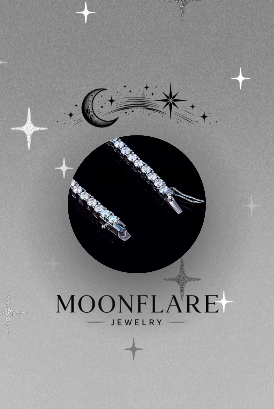 V-Shape Moonflare Moissanite Tennis Necklace - 024