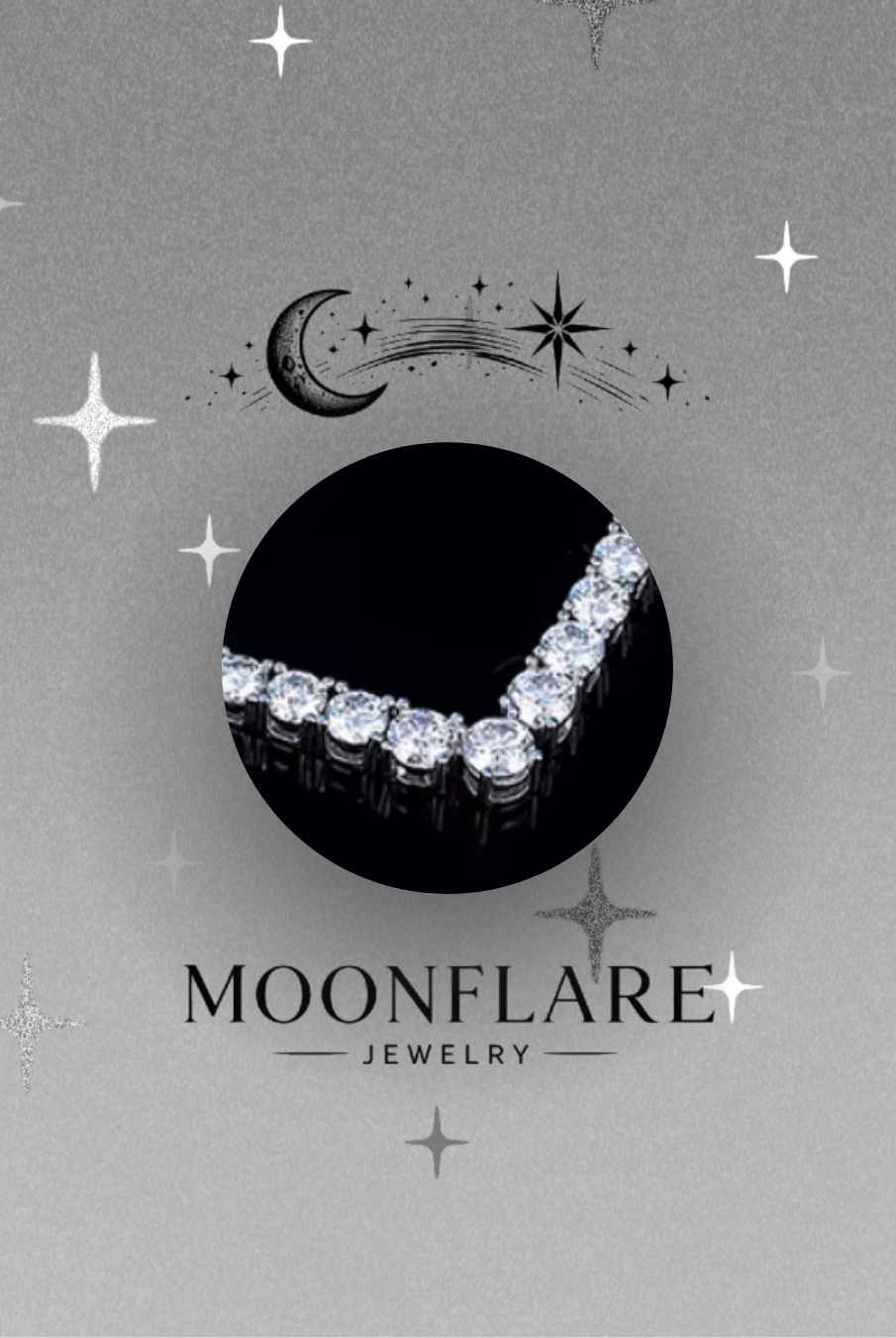 V-Shape Moonflare Moissanite Tennis Necklace - 024