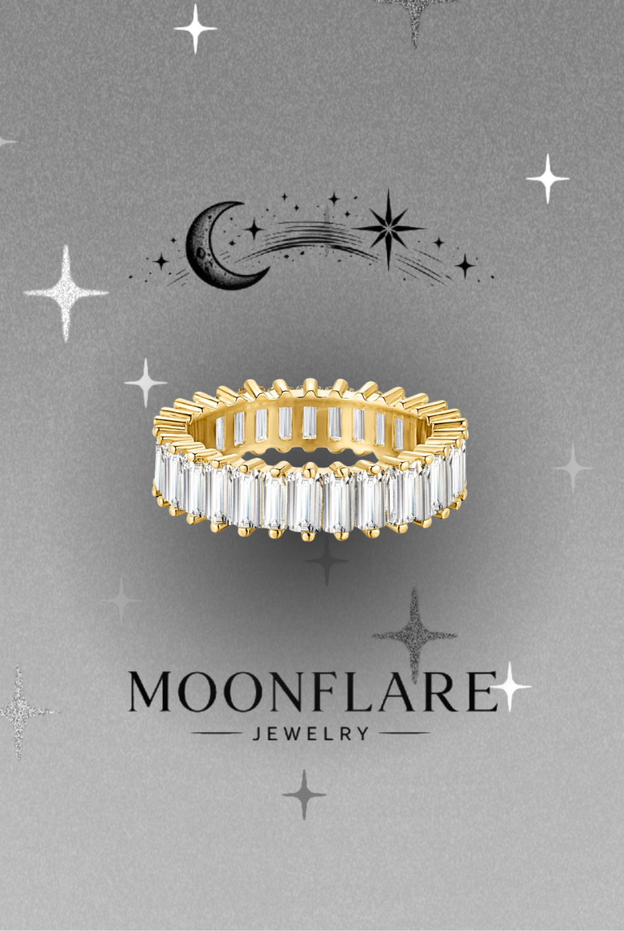 Emerald 2x4mm Moonflare Eternity Band - 025