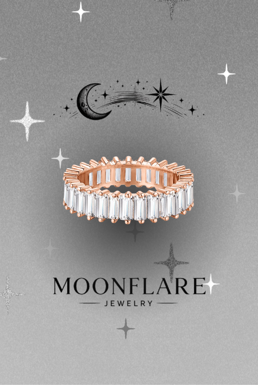 Emerald 2x4mm Moonflare Eternity Band - 025