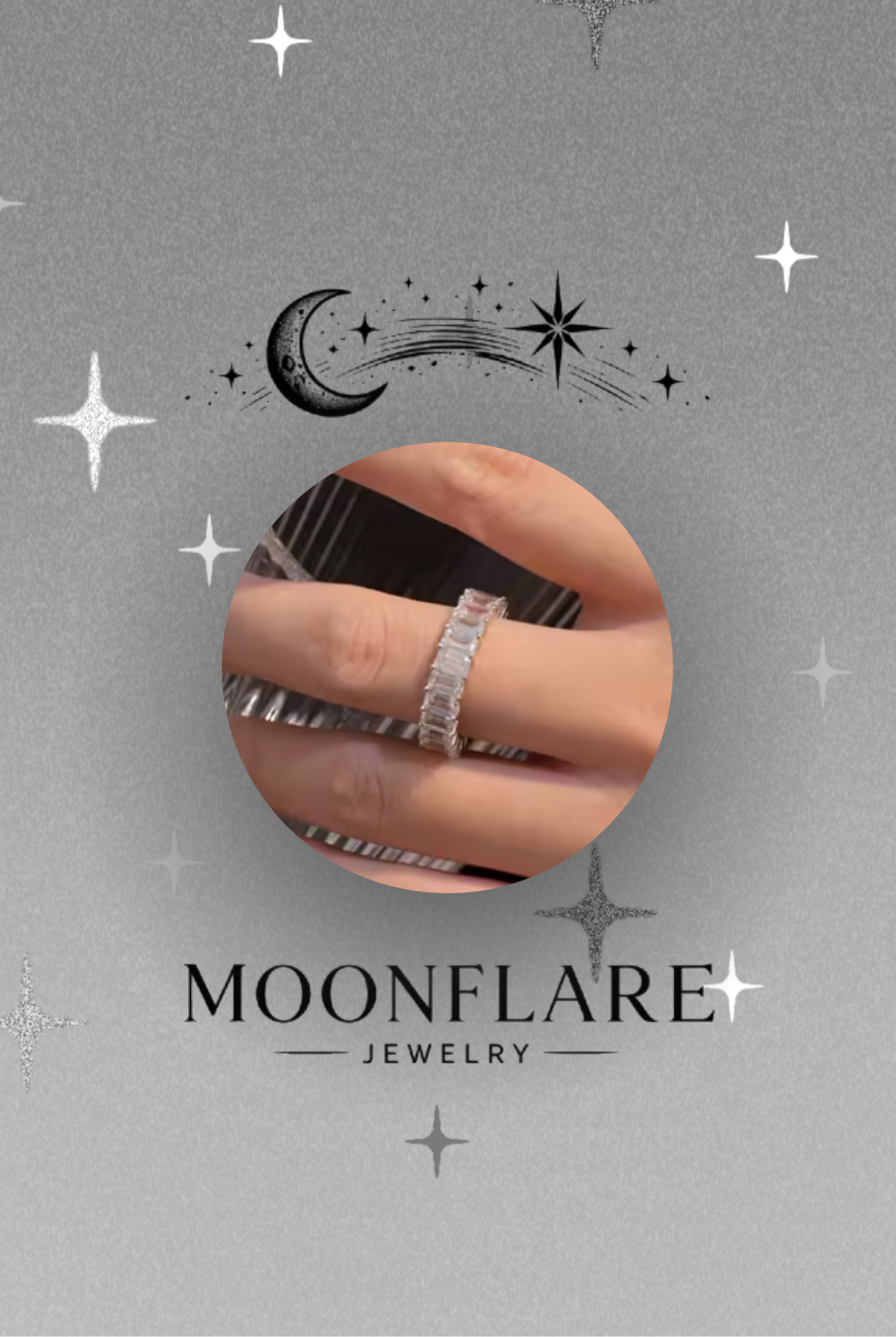 Emerald 2x4mm Moonflare Eternity Band - 025