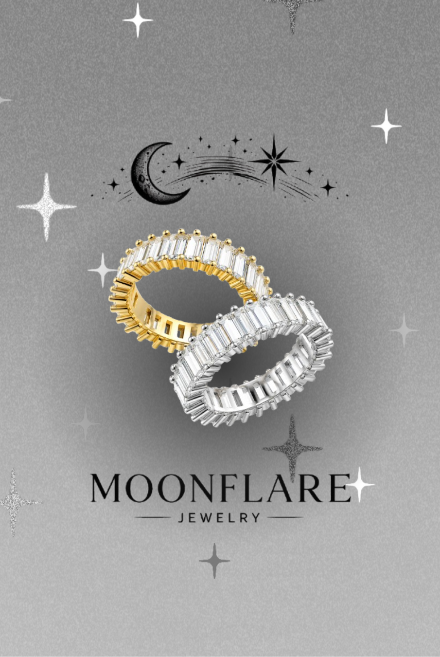 Emerald 2x4mm Moonflare Eternity Band - 025