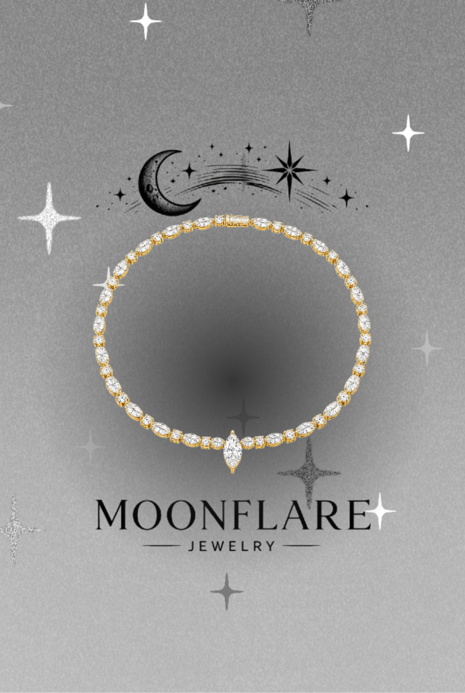 Solitaire Moonflare Moissanite Pendant Necklace - 026