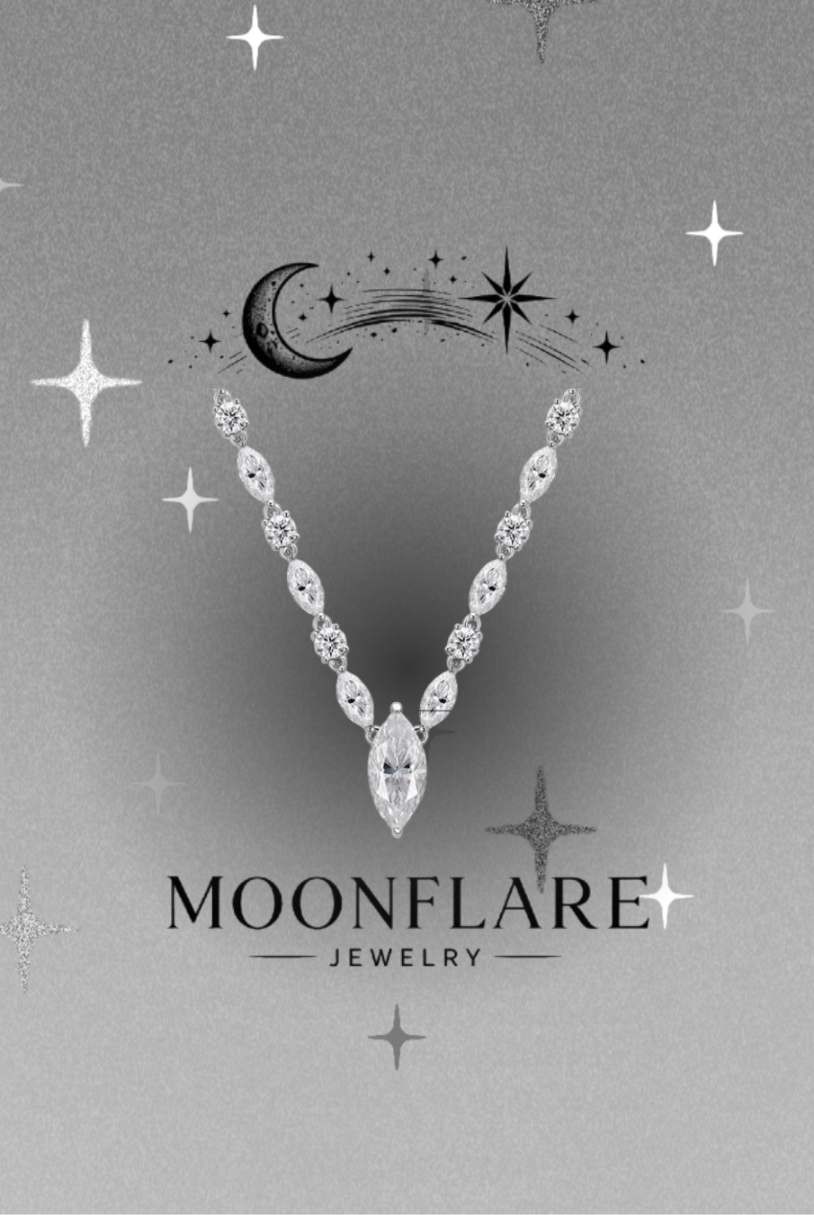 Solitaire Moonflare Moissanite Pendant Necklace - 026