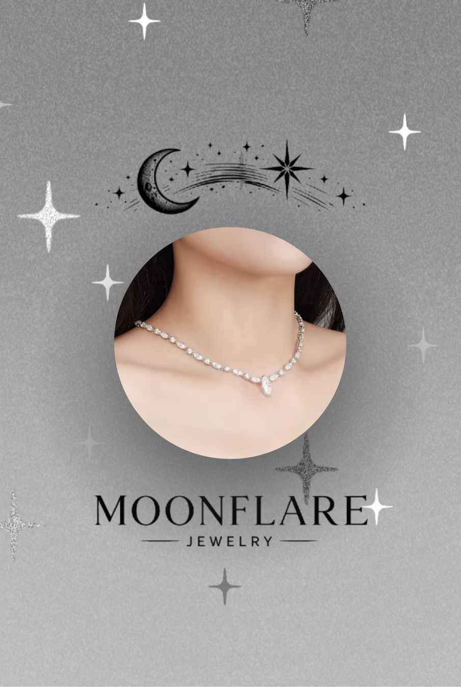 Solitaire Moonflare Moissanite Pendant Necklace - 026