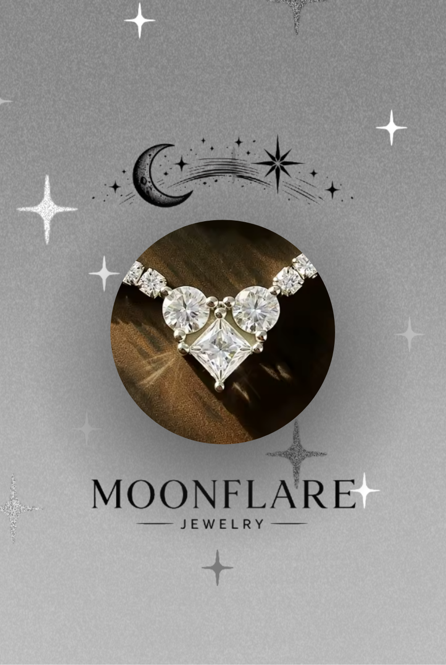 Heart Solitaire 2mm Moonflare Tennis Choker 16 inch - 027