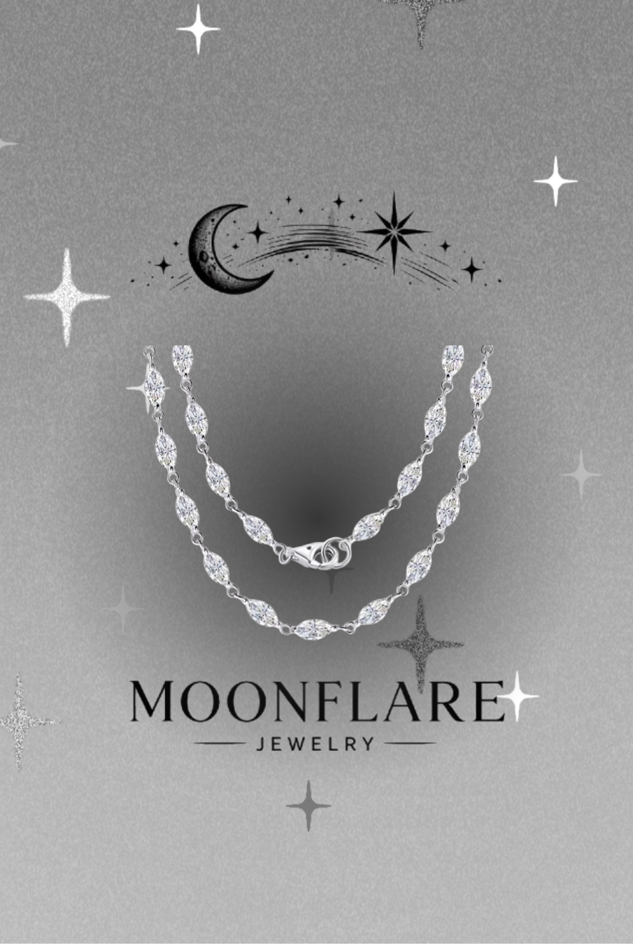 Marquise 14-19ct Moonflare Tennis Necklace - 029