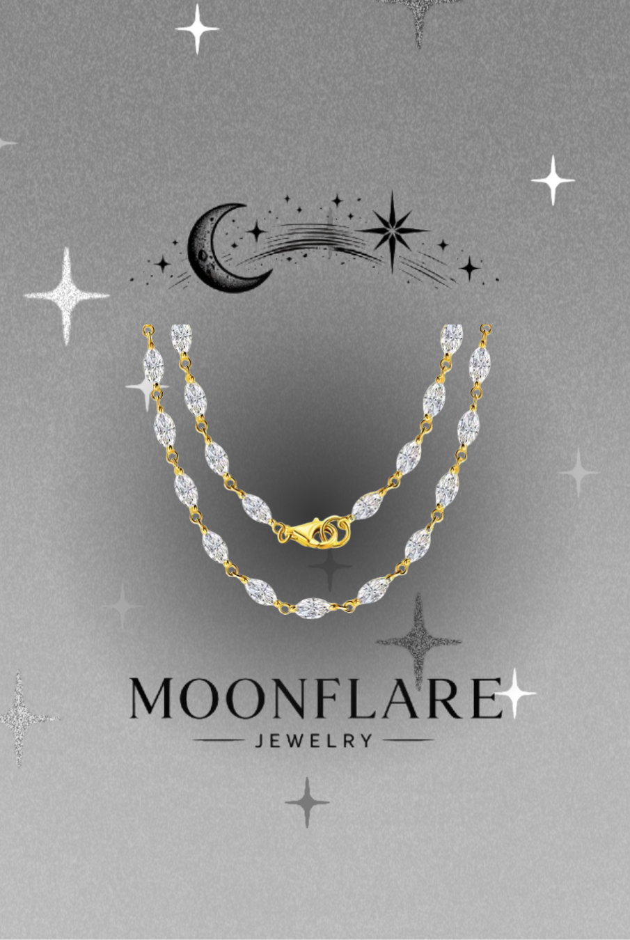 Marquise 14-19ct Moonflare Tennis Necklace - 029
