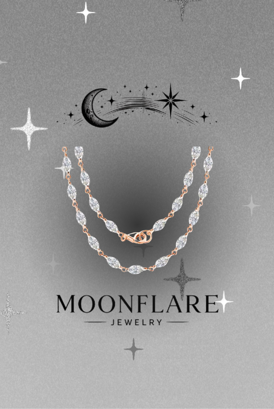 Marquise 14-19ct Moonflare Tennis Necklace - 029