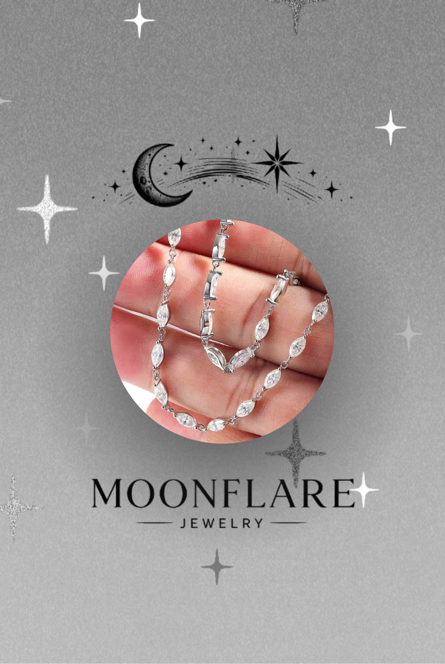 Marquise 14-19ct Moonflare Tennis Necklace - 029
