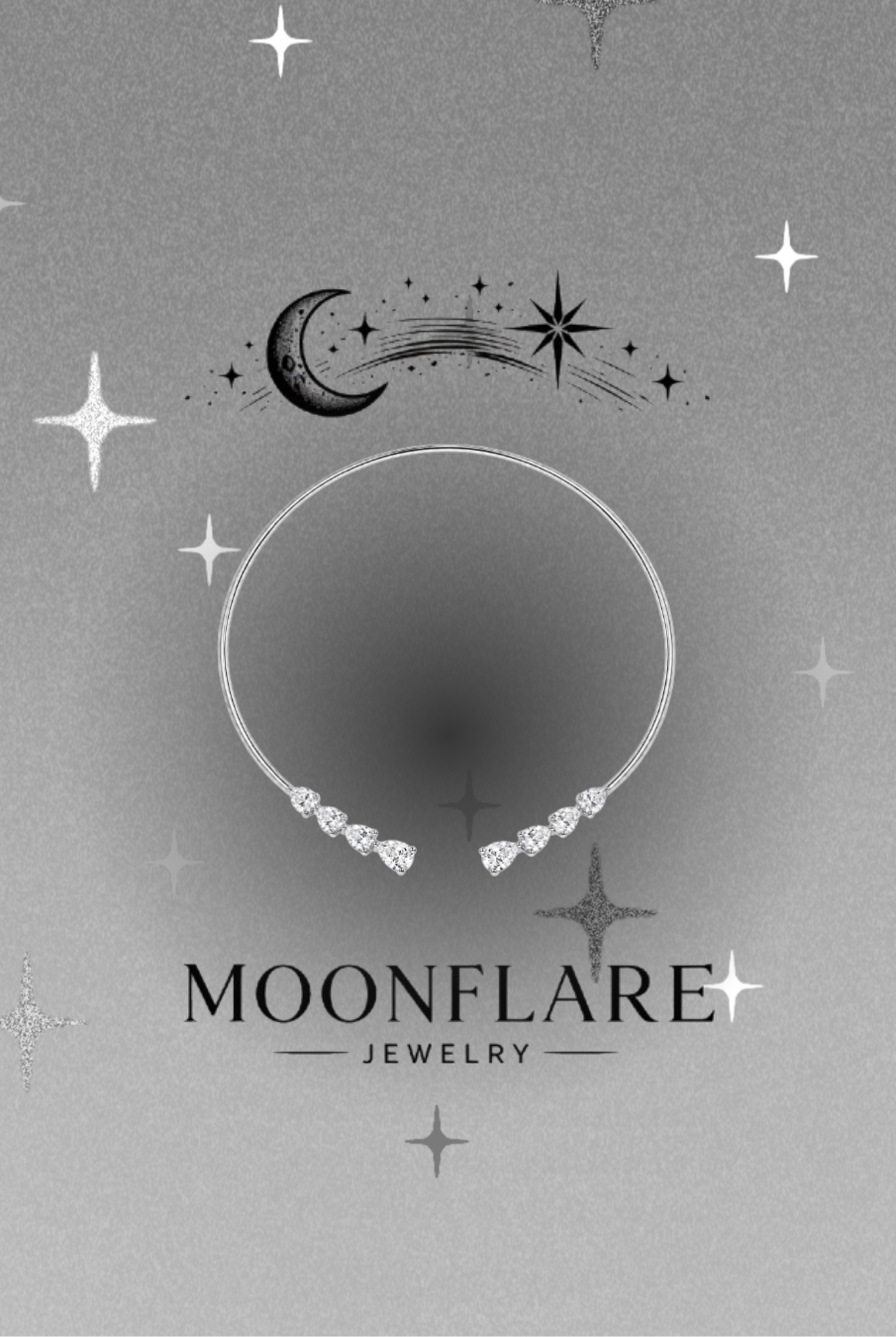 Heart & Pear 24ct Moonflare Open Collar Choker - 030