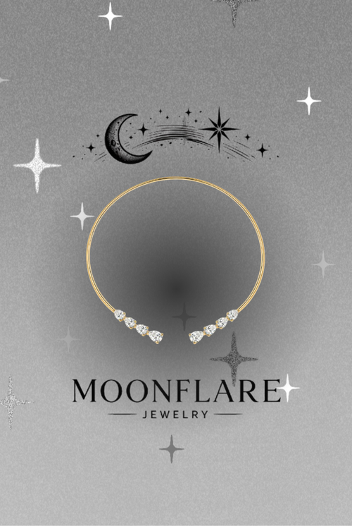 Heart & Pear 24ct Moonflare Open Collar Choker - 030