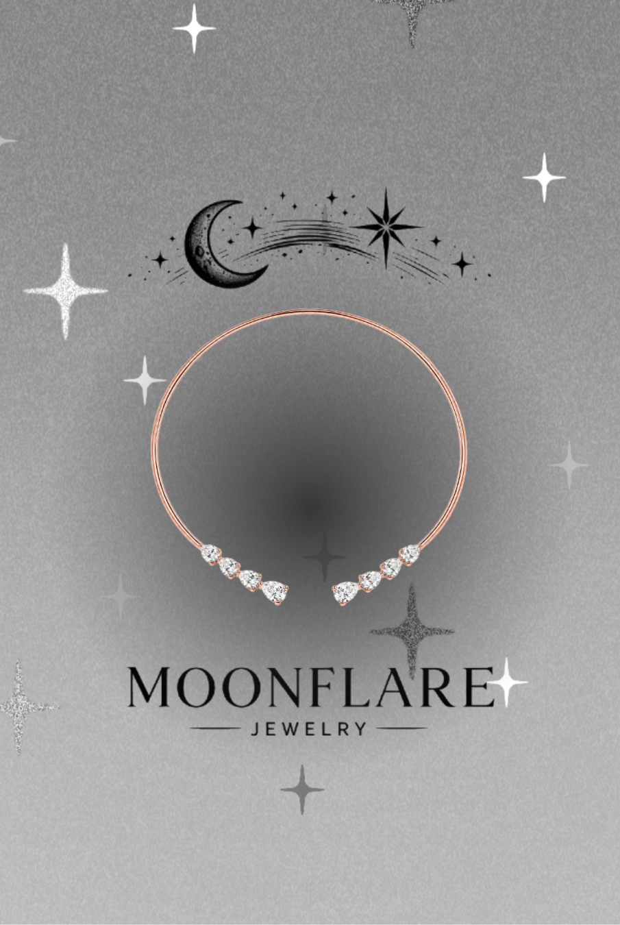 Heart & Pear 24ct Moonflare Open Collar Choker - 030